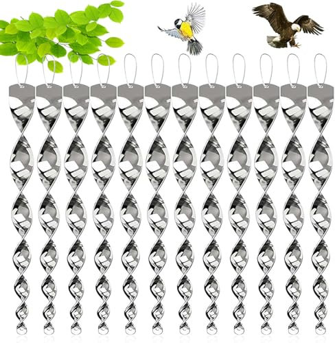 12 Stück Reflektierende Vogelschreck, Reflektierende Windspirale Vogelabwehr, Seitliches Vogelabwehrmittel, zur Vogelabwehr Vogelschreck und zur Dekoration für Balkon und Garten