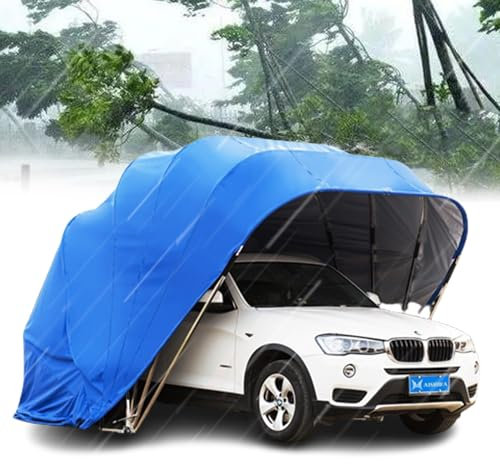 Garage Mobile Robuste, abri de Voiture Mobile Tous Temps, Pare-Soleil de Voiture de Garage Semi-Automatique, abri de Pluie de Voiture Portable ()