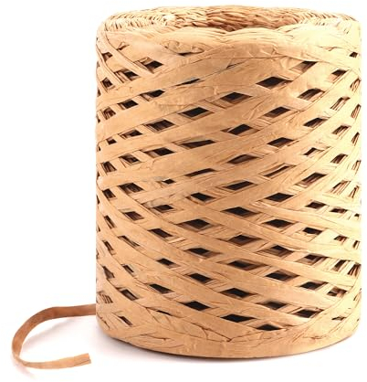 TYSM-CC 200 Metros de Cinta de Rafia Natural Biodegradable - para Manualidades, Embalaje Regalos, Decoración Navideña, Bodas y Arreglos Florales