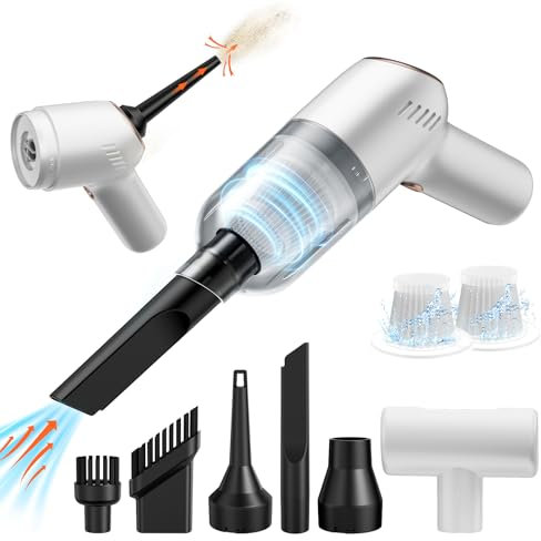 APPS2Car 3 en 1 Aspirador de Mano,12000PA Aspiradora de Mano Carga Tipo C Aspirador Coche Mini Aspiradora de Mano con 2 Filtros para Coche,Hogar,Oficina,Pelo de Mascotas