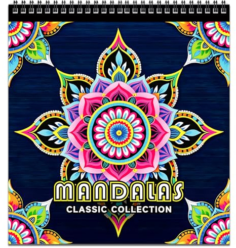 FUNLAVIE Adult Coloring Book - Classic Mandala Designs, Spiral Bound