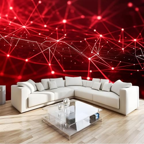 Art Fototapete Abstraktes Geometrisches Tech-Muster Rot Vlies Tapeten Wandtapete 250x175 cm Moderne Wanddeko Design Wand Dekoration Wohnzimmer Schlafzimmer