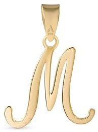 Amberta 9 Karat Gold Buchstaben Anhänger für Damen und Herren | Italienische Alphabet Charms für Ketten