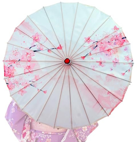 Parapluie japonais, parapluie de la soie d'art chinois, 32 dans un parapluie de papier huilé Classic Japanese Umbrel traditionnel en bambou asiatique parasol pour la photographie Costumes Cosplay Dec
