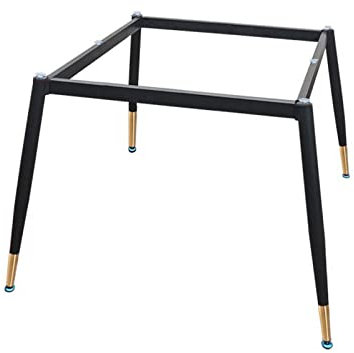 Cadre de bureau industriel en métal avec pieds réglables pour la maison, la cuisine, pieds de table modernes pour plateau en verre marbre, bois avec ventouses et vis, 90 x 90 cm, noir + or