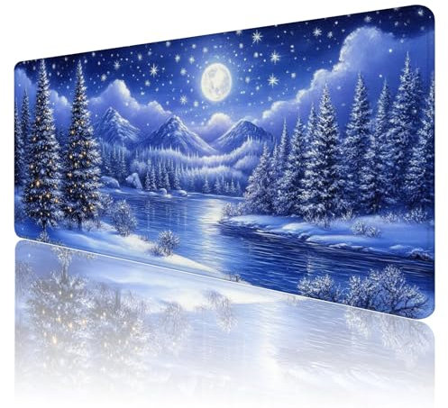 Tapis de Souris Blanc Tapis de Souris Gamer XXL 1200x600x3mm ImperméAble Et AntidéRapant Mousepad Bords Cousus Une éTendu SousMains Tapis Souris Paysage pour Gamer, Pc et DéCoration de Bureau K55