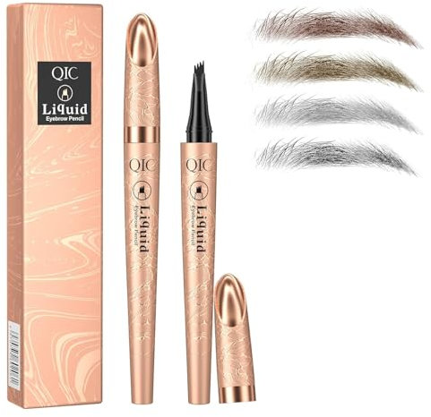 Eyebrow Pencil, Microblading Eyebrow Pen with 4 Fork Tip, Waterproof Brow Pencil for Natural Makeup, Precise, Shapes, Long-Lasting(Dark Brown)