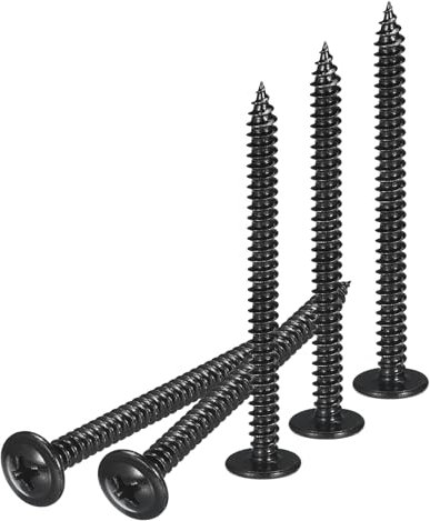 sourcing map 50Pcs #8×2 Phillips Head Self Tapping Screws, Carbon Steel Flat Head High-Strength Quick Tapping Screws Wood Screw for Wood, Metal, Plastic, Black
