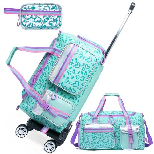 Bolsa de Viaje Trolley de Ruedas, Bolsa de Viaje con Ruedas con Bolsas Neceser Transparente