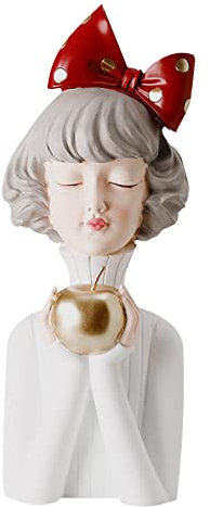 Zgehnao Vassoio portaoggetti in resina a forma di ragazza con fiocco, ornamento da scrivania