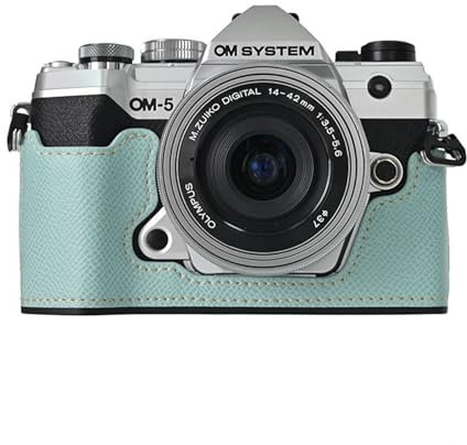 Rieibi PU Leather Half Case for Olympus OM-5/Olympus OM-D E-M5 Mark III Camera Case, Protective Case for Olympus OM System OM-5/E-M5 Mark III Case