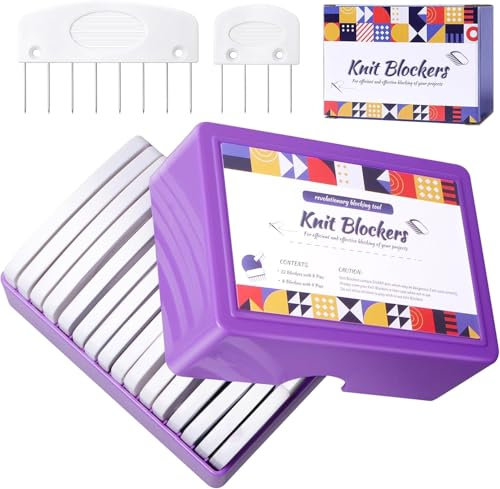 Kammnadeln，Strick Blockern Stricken Set，20 Stücke Spannnadeln Stricken Kammnadeln zum Spannen für Spannmatten Stricken Strick-Blockierkämme Spannnadeln für Spannmatten Stricken, Blockierstrick (lila)