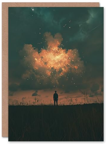 Artery8 Greeting Card Believe in Magic Dreamy Firefly Cloud Magical Sky Blank For Him Or Her Art Birthday Card
