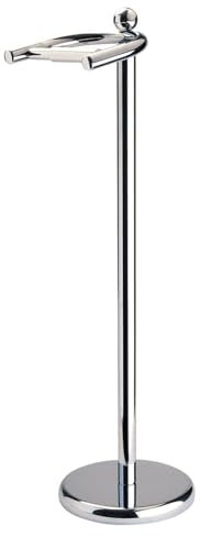LIVHOME Freestanding Toilet Roll Holder, Portable Chrome Metal Stand, Bathroom Storage Toilet Roll Organiser, Bathroom Accessories for Tissue Rolls