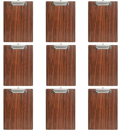 Cobenga A5-Klemmbrett, 6 Stück, Holz-Klemmbretter mit niedrigem Profil-Clip und Loch zum Aufhängen