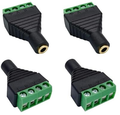 Comforty Schraub Klemmen Vergoldet, 4 Stück 3,5-mm-Adapter ,Terminal Block 4-Pin, Für Audio Und Lautsprecher