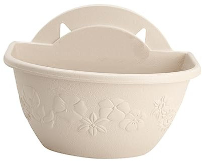 BAZEITFLOW Halbrunder Kunststoff Hängeblumentopf Wandbehangkorb Beige Größe s Pflanzgefäß Für Indoor Outdoor Mehrzweck