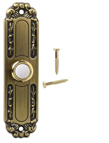 FUBESK Antique Bronze Doorbell Button, 5 Inch Waterproof Metal Doorbell Push Button with LED Light, Heavy Duty Wired Doorbell for Front Back Door
