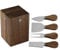 GlimNova Magnetic Cheese Knife Set with Acacia Wood Stand - 4-Piece Stainless Steel Set with Storage Block - Includes Knife, Fork, Spreader & Shovel - for Charcuterie Boards (Stainless Steel Color)