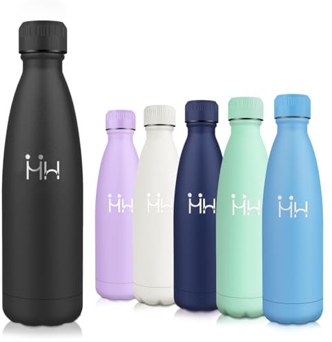 Motswedi Gourde Isotherme, 500 ml sans BPA, Bouteille Isotherme, 24h Froid & 12h Chaud, Gourde Inox, Anti Fuite, Gourde Isotherme Enfant, Gourde pour Enfant & Adulte, Sport, Gym, École, Noir