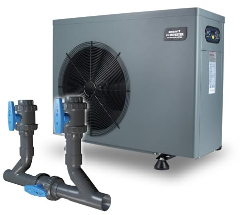 Wärmepumpe Smart Inverter ECO 9,0 kW, inkl. Bypass, bis 35 m³ Pool Heizung Schwimmbecken Wassererwärmung Titan Wärmetauscher steckerfertig
