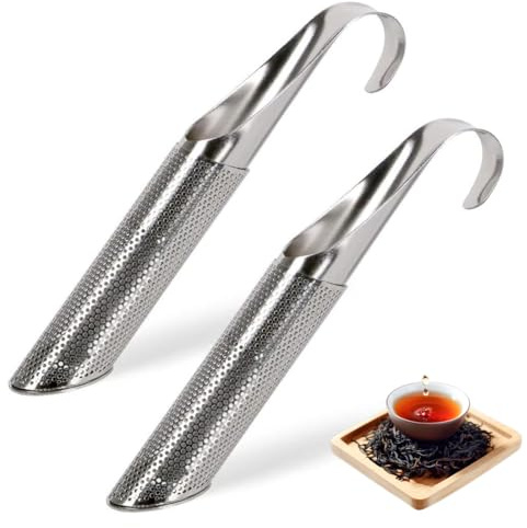 HABNI Edelstahl Tee Diffusor, 2 Stücks Feinmaschig Teestab Losen Tee, Teeei Edelstahl, Feinmaschig Teestab Tee-Sieb Mit Hakengriff(Detox Tee, Darjleeg Tee, Mate Tee)