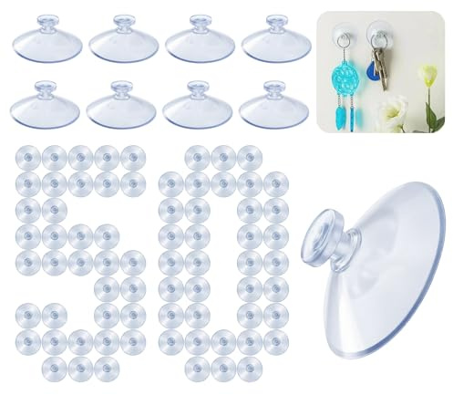 NETFLO 50 Pcs Small Suction Cups Without Hook Powerful Window Sucker | for Glass Suction Cups Pads Clear PVC for Rattan Glass Table Top kitchen Bathroom Home Organization Car Festival Decoration