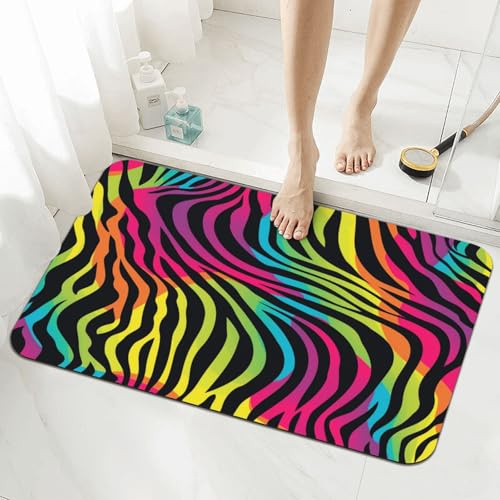 Ginfult Badematte mit Zebramuster, 40 x 60 cm, saugfähig, rutschfest, für Badezimmer, Kieselgur