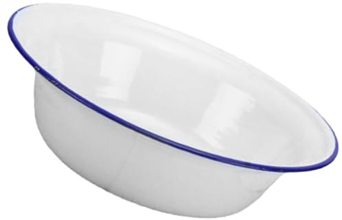 ELEOUTI Bol en Émail Blanc Rétro 16 Cm X 5 Cm, Bol à Soupe Épais Vintage Cuisine, Saladier Multifonction pour Conservation et Préparation, Ustensile de Cuisson Traditionnel Chinois