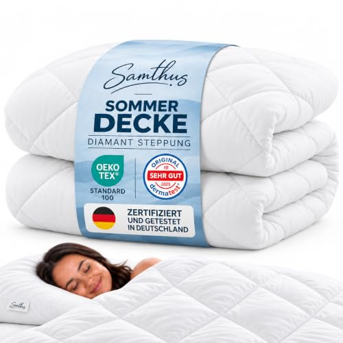 Samthus Diamant Bettdecke 135x200cm aus weicher Mikrofaser Sommerdecke | Oeko-Tex & Dermatest zertifizierte Steppdecke - atmungsaktive Zudecke mit innovativer Steppung - Blanket - Sommer Schlafdecke
