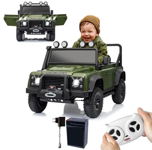 JAMARA 461893 Ride-on Land Rover Defender 110 SVX 2,4GHz Li-Power 12.6, Elektroauto für Kinder ab 3 Jahre, Kinderauto elektrisch, Electric Sitzer, Geschenkidee, Licht, Hupe