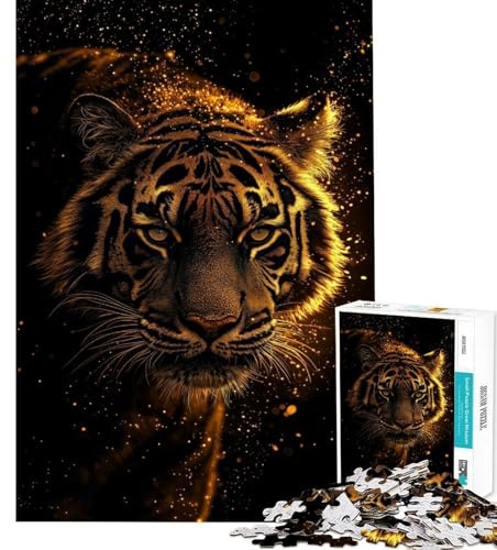 1000-teiliges Puzzle für Erwachsene Motiv Goldener Tiger schnelles Denken präzises Arbeiten Kunst für die Freizeit lustiges Wandbild für die Feiertage (50x75cm)