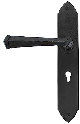 Handmade Gothic Unsprung Lever Lock Handle Set - 9 3/4 x 1 ¾ - Beeswax