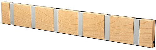 LoCa Garderobe Knax 6 Ahorn (geölt) (Haken klappbar Alu) Garderoben-Leiste Kleiderhaken Flur modern Garderobenpaneel