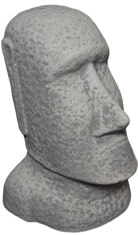 gartendekoparadies.de Moai die Stein-Statuen der Osterinsel, Steinfigur, H. 28 cm, 11 kg, Grau, frostsicher aus Steinguss für Außenbereich