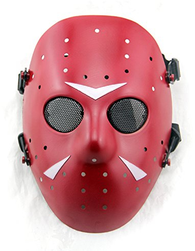 ATAIRSOFT Stilvolle Horror Terror Hockey Maske Furchtsame Halloween Maske Partei Maske Rot
