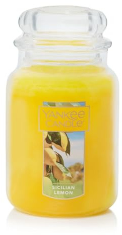 Yankee Candle Sicilian Lemon Scented Classic 22oz Large Jar Single Wick Candle Over 110 Hours of Burn Time Perfect for Home Decor Parties and Gifts