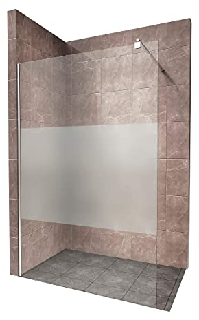 i-flair Duschabtrennung Walk In FIONA 160x200 cm Duschwand Dusche 10mm STARK aus TEILSATINIERTEM NANO ESG Sicherheitsglas mit EDELSTAHL Wandprofil #740