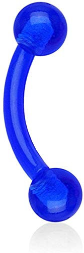 viva-adorno® Piercing Banane Augenbrauenpiercing Kunststoff Acryl Kugeln in verschiedenen Farben und Größen Z306 blau, 1,2x10x4mm