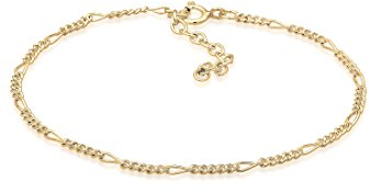 Elli Damen Echtschmuck Armband Armkettchen Figaro Basic in 925 Sterling Silber vergoldet 16 cm Länge