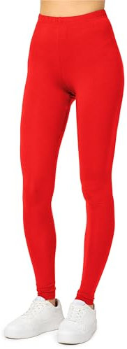 Merry Style Damen Lange Leggings aus Viskose MS10-143 (Rot, S)