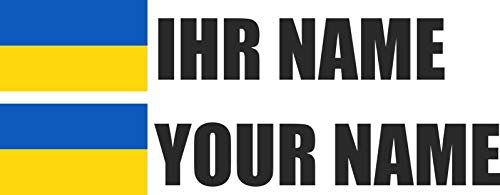 INDIGOS - Aufkleber - Ukraine - Schrift schwarz - Folie - Auto, Ordner, Motorrad, Fahrrad, Wand, Tür, Kühlschrank usw - 720x144 mm - Flagge Name individuell personalisiert