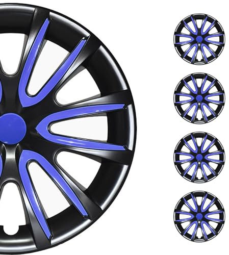 OMAC 4X Radkappen Radzierblenden Radblenden 16 Zoll Stahlfelgen Glänzend Schwarz-Dunkel Blau