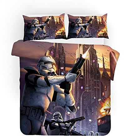 GDGM Bettwäsche Wars Trooper,kinderbettwäsche,3D Bettwäsche 200x200 3teilig,Bettbezug Und Kissenbezug,Baumwolle/Renforcé (A08,135x200cm+80x80cm)