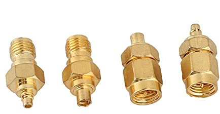 Kuuleyn MMCX Antenne, MMCX SMA Adapter, MMCX Stecker, MMCX Stecker auf SMA Stecker Adapter, 4 Stück vernickeltes Messing MMCX auf SMA Adapter 50 Ohm Impedanz Fit für Antennenradio
