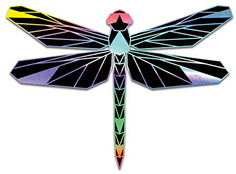 2 x Polygon Tier Sticker Hologramm Aufkleber Tiere Origami Design Geometrisch Selbstklebend Kunst für Auto Motorrad Laptop Kühlschrank Wand Dekor R117 (Libelle)