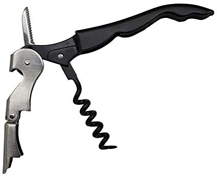 Bary3 Double Puller Waiter's Corkscrew - Stainless Steel Body, Soft Grip, Double Puller Waiters Corkscrew With Built-in Bottle Opener and Knife - Set of 4