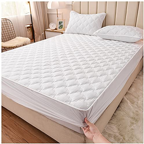 Gesteppte Matratzenauflage Matratzenschoner Unterbett - bis 25 cm Steghöhe - Bettauflage Matratzenschutz Soft-Topper Matratzenbezug Waschbarer Bezug,Weiß,90x200cm