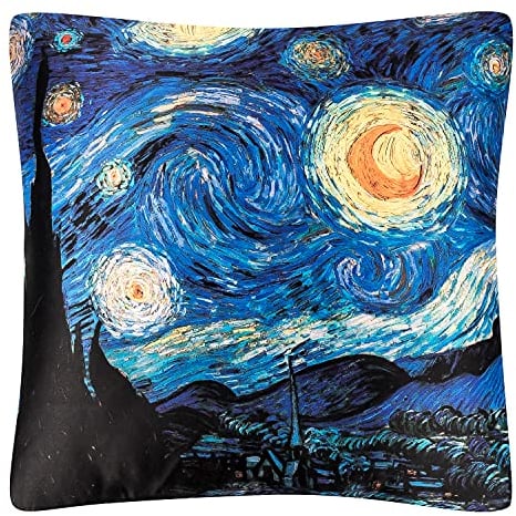 VON LILIENFELD Kissen Kunst Motiv Vincent Van Gogh Sternennacht Dekokissen 40 x 40 cm Sofakissen Deko Haus Wohnzimmer Kissenbezug mit Füllung beidseitig Bedruckt
