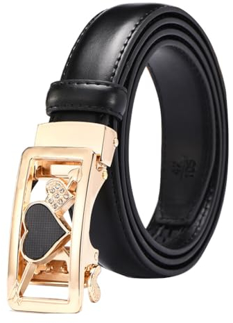 Frauen Leder Taille Gurtband Herzschnalle 120cm Casual Automatische Ratsche Gurte Einstellbar